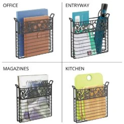 Vine Wall Mounted Magazine Rack 4 Vine Wall Mounted Magazine Rack -mDesign 1000 Square JPG 16620MDBST Detail