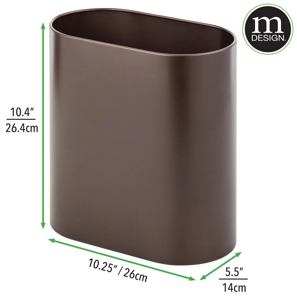7-Liter Bronze Stainless Steel Bathroom Trash Can 7-Liter Bronze Stainless Steel Bathroom Trash Can -mDesign 1000 Square JPG 17120MDBST Dimensions