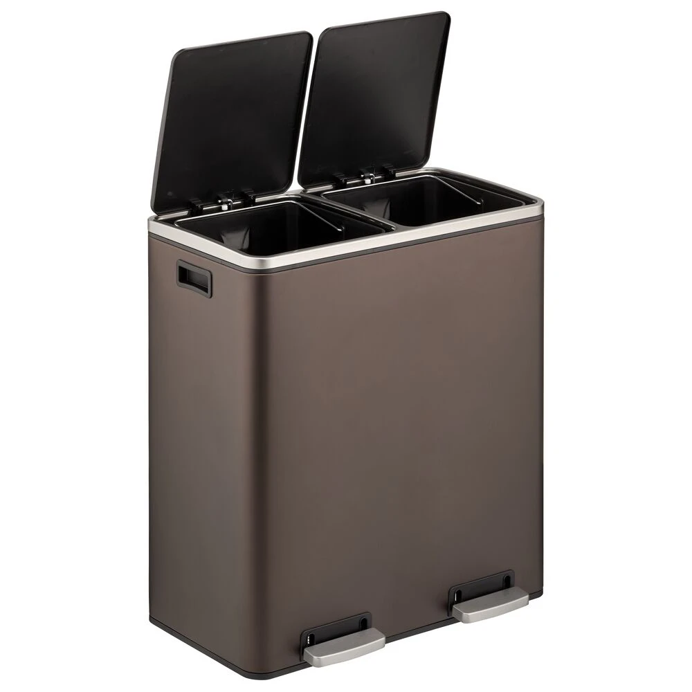 60-Liter Dual Compartment Bronze Step Trash Can 60-Liter Dual Compartment Bronze Step Trash Can -mDesign 1000 Square JPG 17708MDK Outline