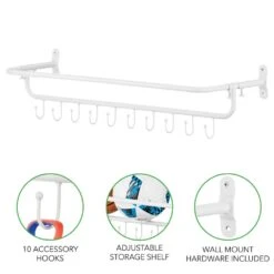 Wall Mount Sports Equipment Rack With Hooks 3 Wall Mount Sports Equipment Rack With Hooks -mDesign 1000 Square JPG 18028MDHS Detail