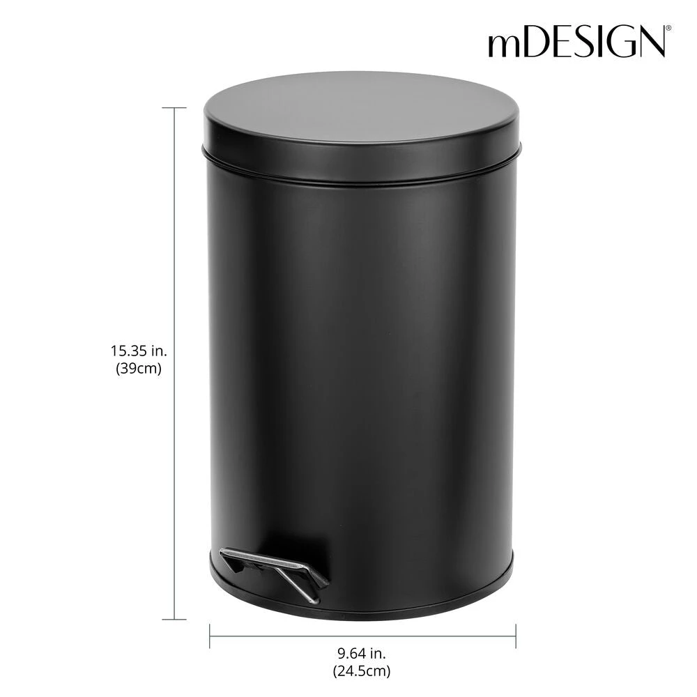 12-Liter Bathroom Step Trash Can 12-Liter Bathroom Step Trash Can -mDesign 1000 Square JPG 18813MDBST Dimensions