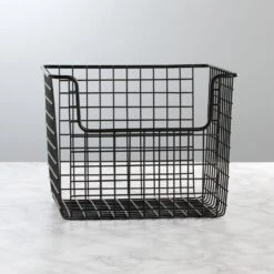 Matte Black Wire Pantry Basket 10 X 10 X 8