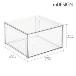 Stackable Kitchen Storage Drawer 14 X 14.5 X 8 -mDesign 1000 Square JPG 20422MDBST Dimensions