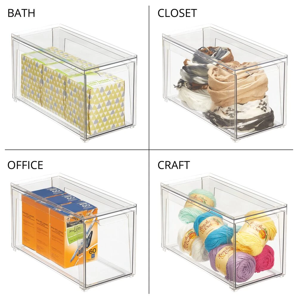 Stackable Bath Storage Drawer 14 x 7 x 8 Stackable Bath Storage Drawer 14 X 7 X 8 -mDesign 1000 Square JPG 20697MDCO Detail 3