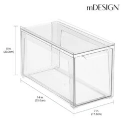 Stackable Bath Storage Drawer 14 X 7 X 8 2 Stackable Bath Storage Drawer 14 X 7 X 8 -mDesign 1000 Square JPG 20697MDCO Dimensions 2