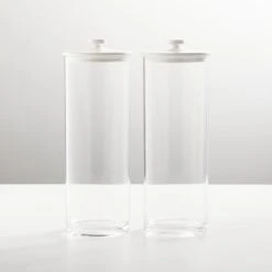 Tall Airtight Clear + White Kitchen Canisters Set
