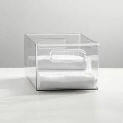 Stackable Bathroom Bin With Handles 15 X 8 X 6