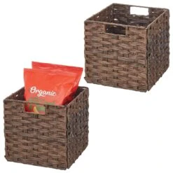 Woven Plastic Cube Basket 10.5 X 10.5 X 10.5 2 Woven Plastic Cube Basket 10.5 X 10.5 X 10.5 -mDesign 1000 Square JPG 21409MDK Outline