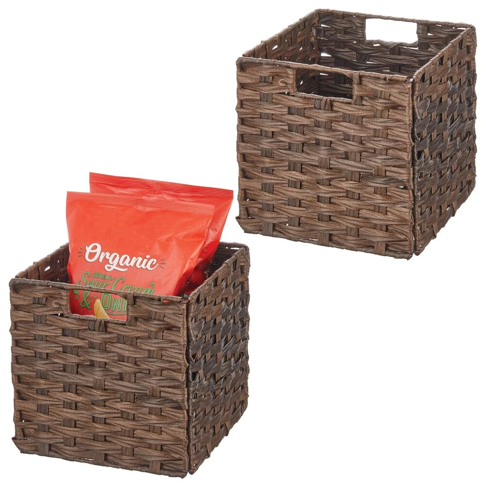 Woven Plastic Cube Basket 10.5 x 10.5 x 10.5 Woven Plastic Cube Basket 10.5 X 10.5 X 10.5 -mDesign 1000 Square JPG 21409MDK Outline