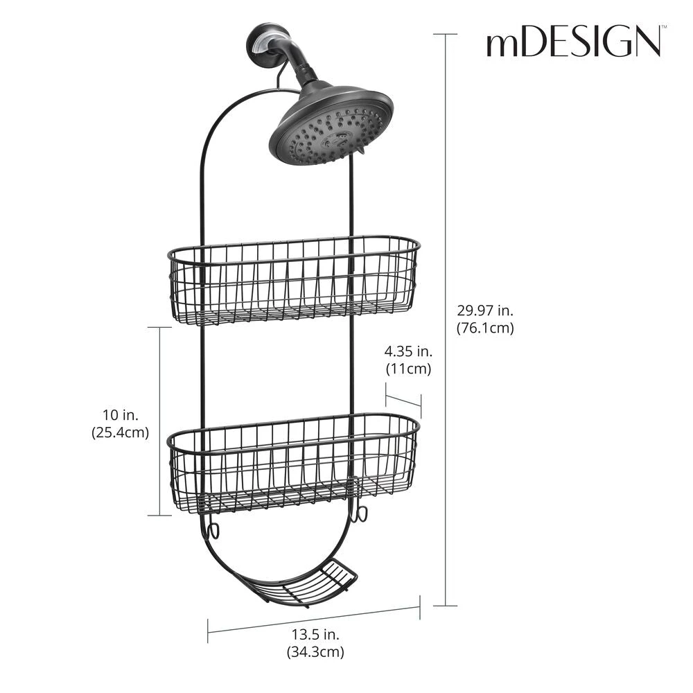 Hanging Shower Caddy with Soap Dish Hanging Shower Caddy With Soap Dish -mDesign 1000 Square JPG 22199MDBST Dimensions