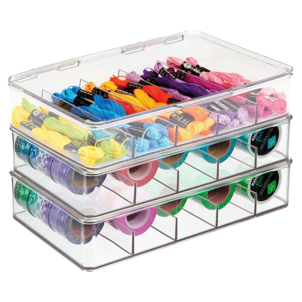 Clear Stackable Craft Bins 7 x 11 x 3 Clear Stackable Craft Bins 7 X 11 X 3 -mDesign 1000 Square JPG 3111MDCS Outline