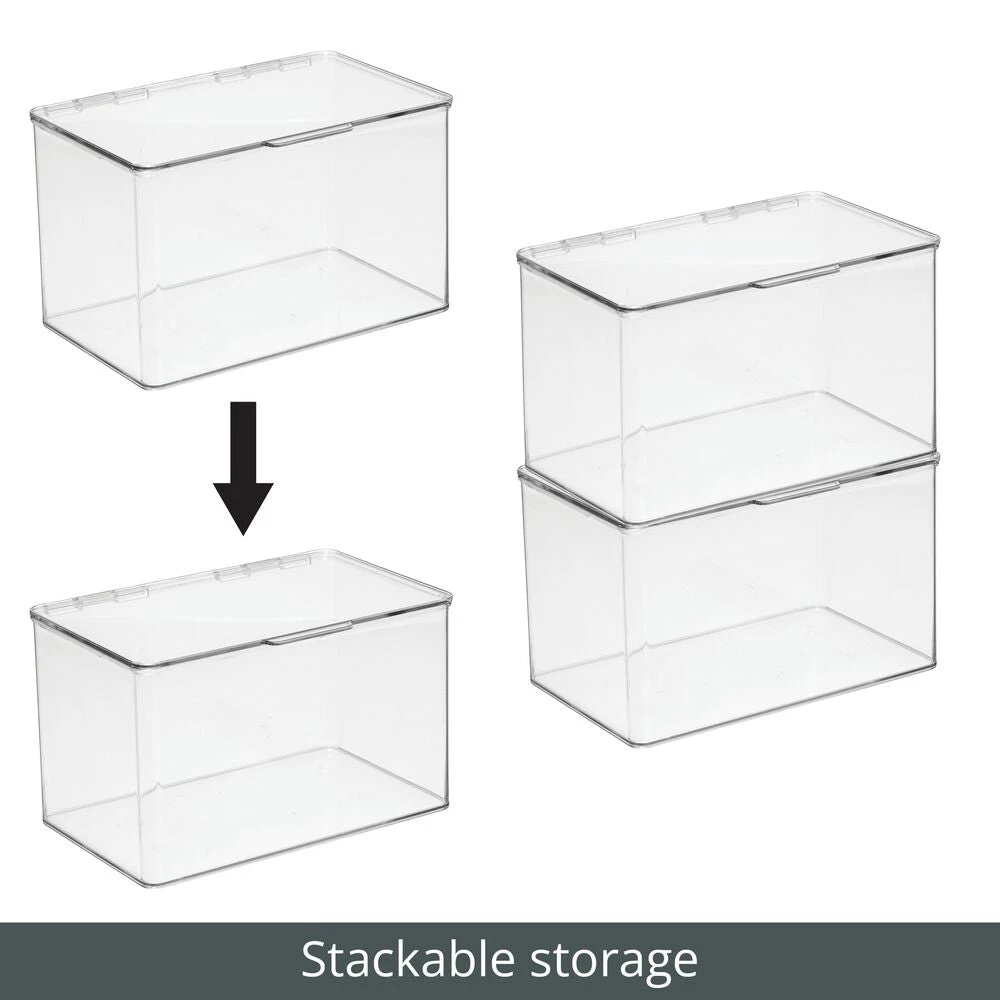 Hinged-Lid Bathroom Storage Box 7 x 11 x 6.5 Hinged-Lid Bathroom Storage Box 7 X 11 X 6.5 -mDesign 1000 Square JPG 3922MDK Detail 2
