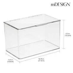 Hinged-Lid Bathroom Storage Box 7 X 11 X 6.5 2 Hinged-Lid Bathroom Storage Box 7 X 11 X 6.5 -mDesign 1000 Square JPG 3922MDK Dimensions 1