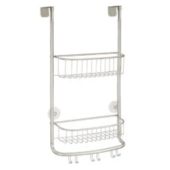 Over-the-Door Shower Caddy With 6 Hooks 3 Over-the-Door Shower Caddy With 6 Hooks -mDesign 1000 Square JPG 7821MDBST Outline 2