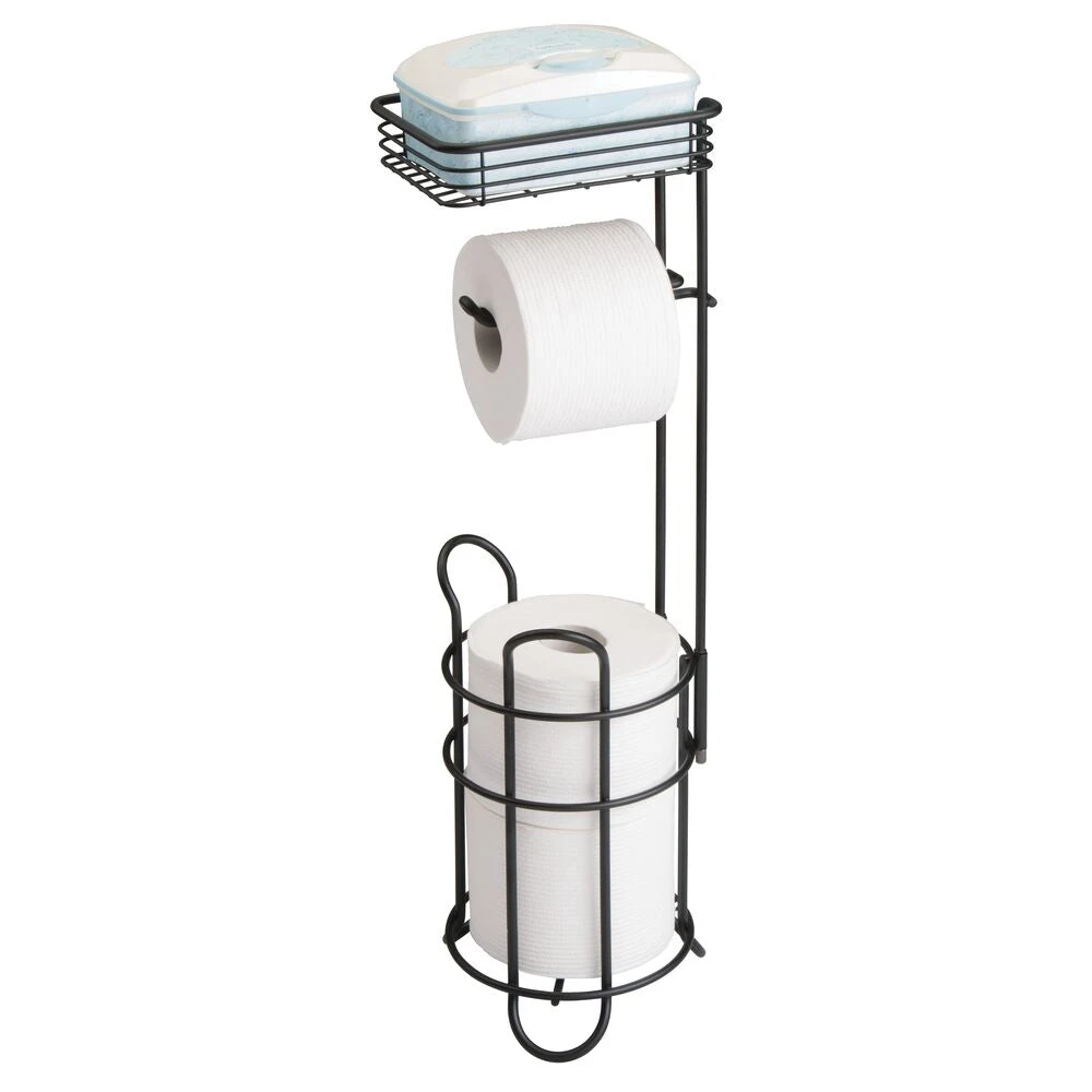 Toilet Paper Holder Stand with Shelf and 2-Roll Reserve Toilet Paper Holder Stand With Shelf And 2-Roll Reserve -mDesign 1000 Square JPG 8790MDBST Outline