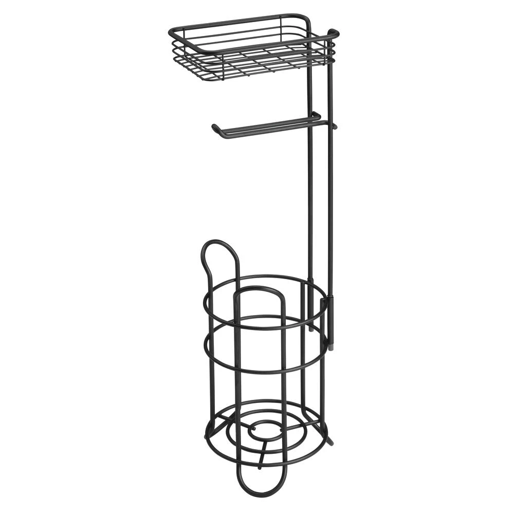 Toilet Paper Holder Stand with Shelf and 2-Roll Reserve Toilet Paper Holder Stand With Shelf And 2-Roll Reserve -mDesign 1000 Square JPG 8790MDBST.PT02