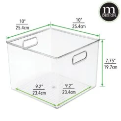 Plastic Cube Storage Bin With Handles 10 X 10 X 8 5 Plastic Cube Storage Bin With Handles 10 X 10 X 8 -mDesign 1000 Square JPG RFQ 15228 dims clear