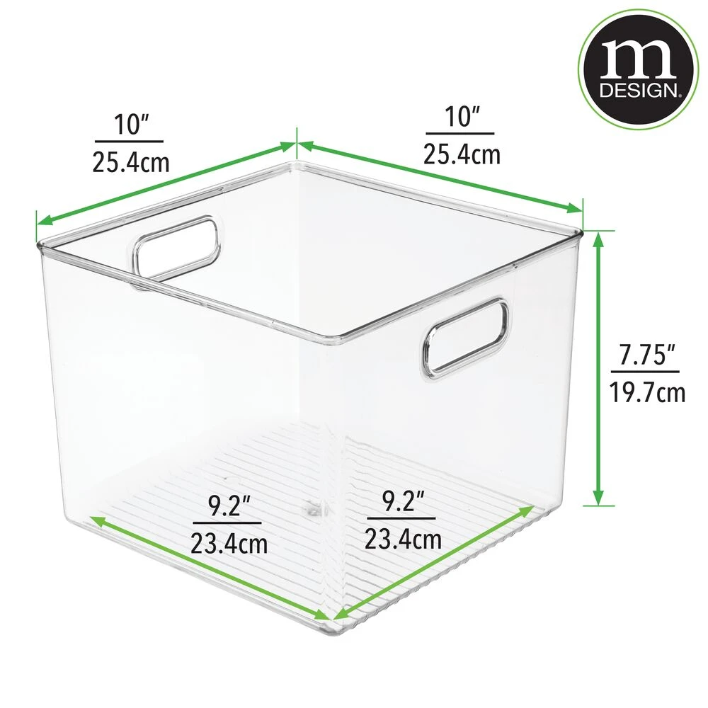 Plastic Cube Storage Bin with Handles 10 x 10 x 8 Plastic Cube Storage Bin With Handles 10 X 10 X 8 -mDesign 1000 Square JPG RFQ 15228 dims clear