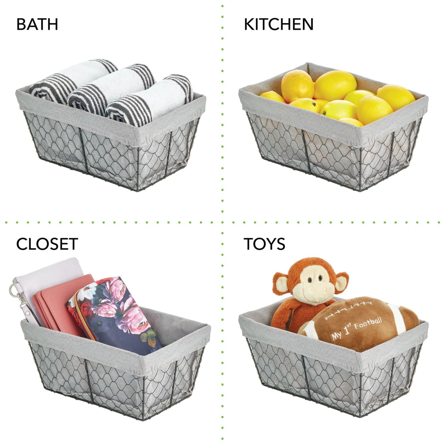 Wire Basket with Fabric Liner Wire Basket With Fabric Liner -mDesign 1600 300DPI 16954MDHS detail2