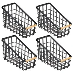 Wire Pantry Basket With Bamboo Handle 12 X 6 X 8 -mDesign 1600 300DPI 22065MDK.MAIN 3