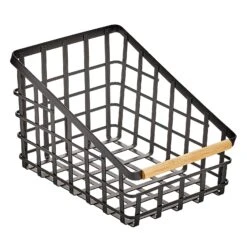 Wire Pantry Basket With Bamboo Handle 12 X 9 X 8 5 Wire Pantry Basket With Bamboo Handle 12 X 9 X 8 -mDesign 1600 300DPI 22067MDK OLa