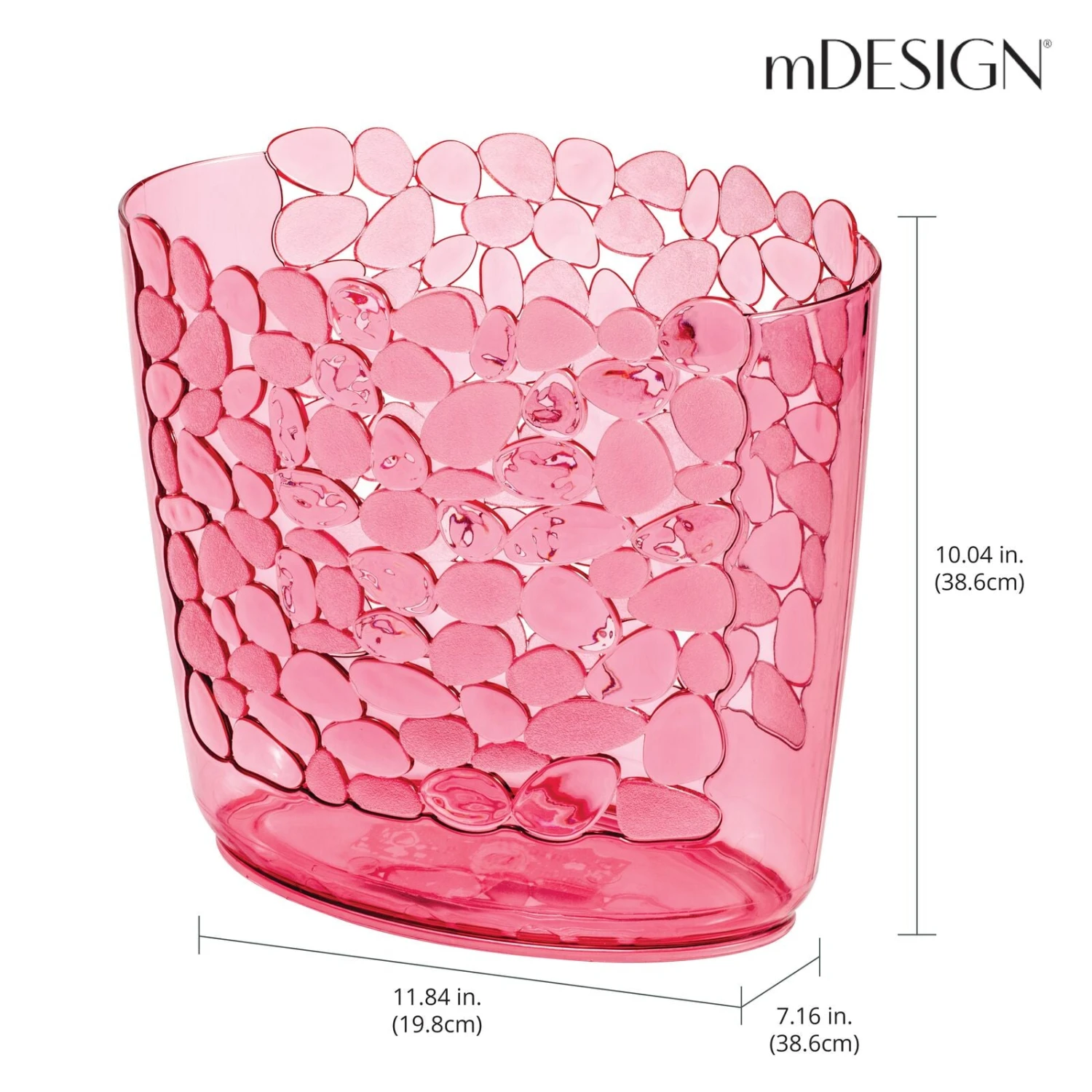 7.5-Liter Oval Bathroom Trash Can 7.5-Liter Oval Bathroom Trash Can -mDesign 1600 300DPI 23593MDBST dims