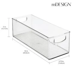 Stackable Kitchen Bin With Handles 16 X 6 X 5 2 Stackable Kitchen Bin With Handles 16 X 6 X 5 -mDesign 1600 300DPI RFQ 8342 clear dims