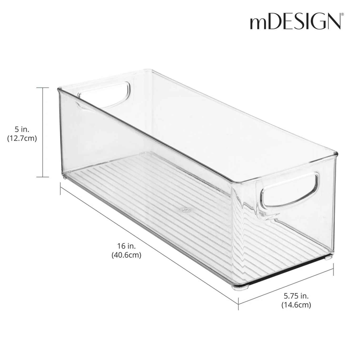Stackable Kitchen Bin with Handles 16 x 6 x 5 Stackable Kitchen Bin With Handles 16 X 6 X 5 -mDesign 1600 300DPI RFQ 8342 clear dims