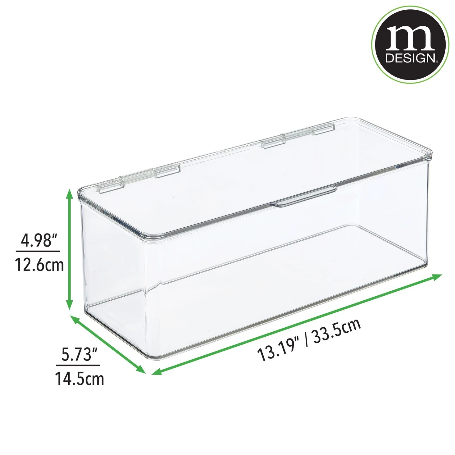 Hinged-Lid Kitchen Storage Box 5.75 x 13 x 5 Hinged-Lid Kitchen Storage Box 5.75 X 13 X 5 -mDesign 1600 Square JPG 0153MDO DIMS