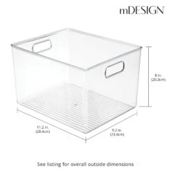 Deep Bathroom Bin With Handles 12 X 10 X 8 2 Deep Bathroom Bin With Handles 12 X 10 X 8 -mDesign 1600 Square JPG 02670MDK Dimensions