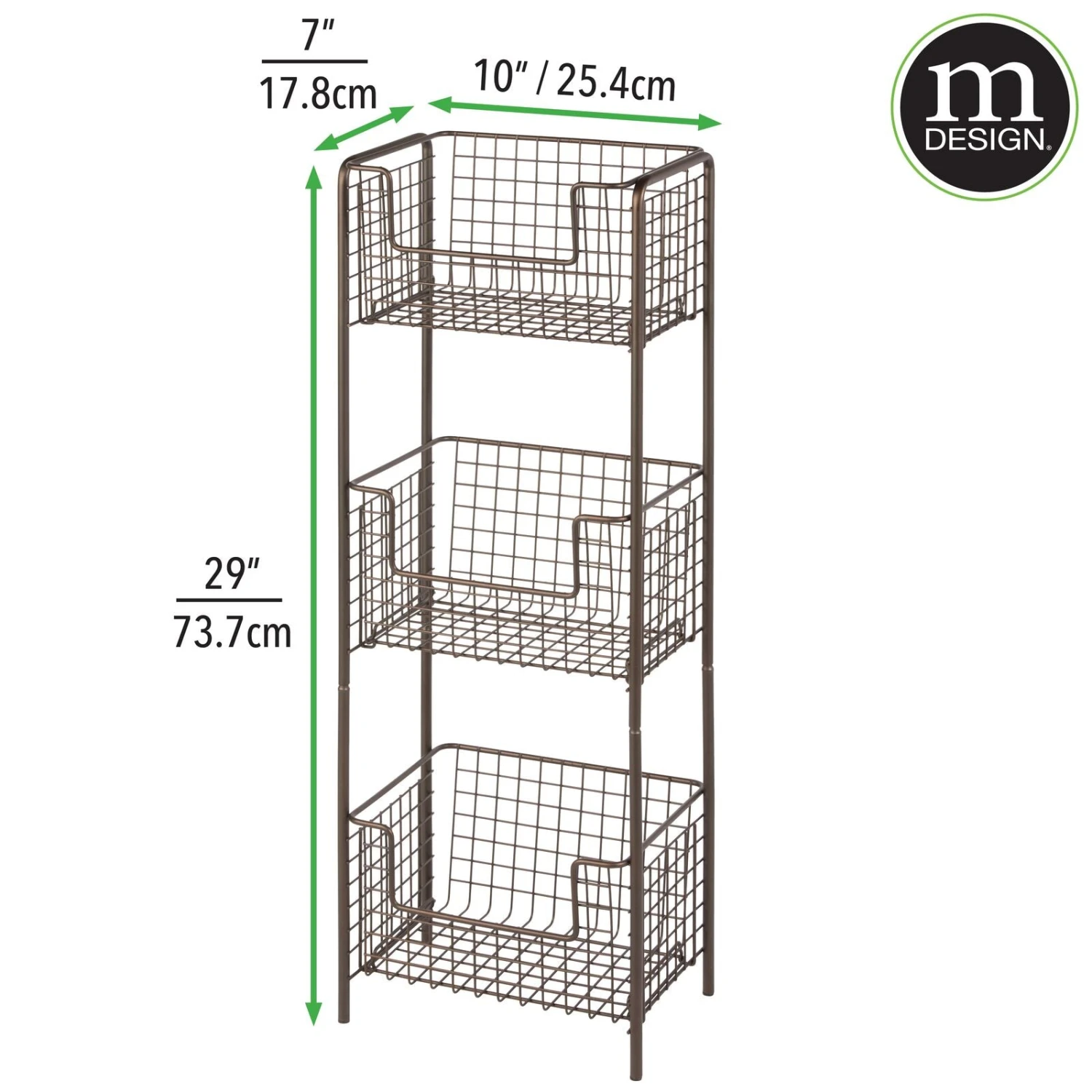 3-Tier Kitchen Basket Stand 3-Tier Kitchen Basket Stand -mDesign 1600 Square JPG 02704MDBST DIMS