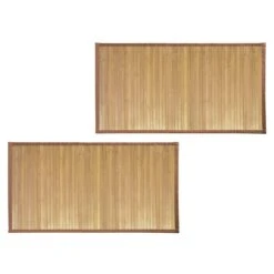 Bamboo Bath Mat With Woven Trim