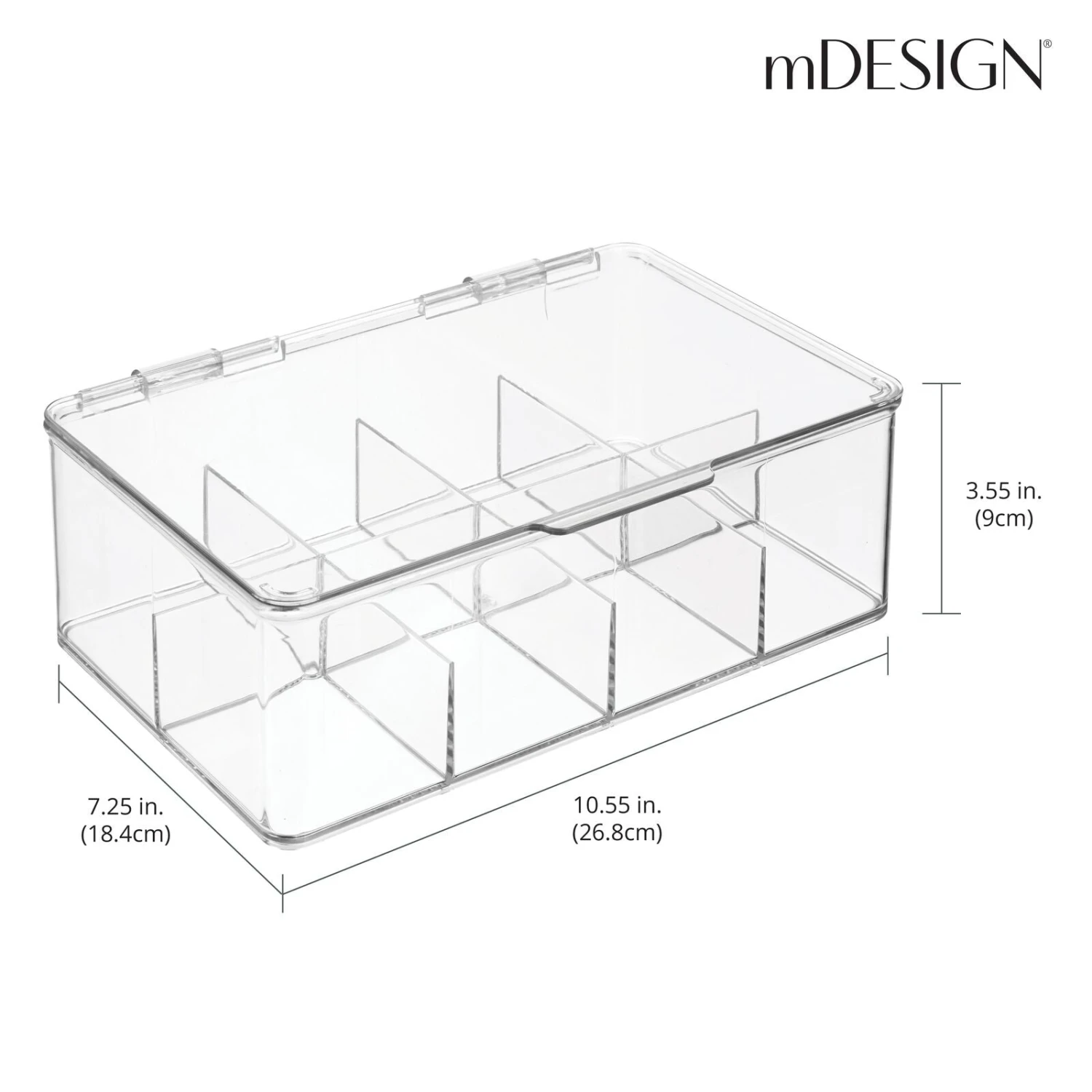 Divided Tea Organizer with Lid 7 x 10.5 x 3.5 Divided Tea Organizer With Lid 7 X 10.5 X 3.5 -mDesign 1600 Square JPG 0287MDK Dimensions 18e73f2d 124d 4096 a154 a1bab0b626f1