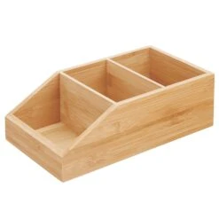 Divided Open-Front Bamboo Kitchen Bin 11 X 6 X 3.5