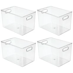 Clear Plastic Bin With Handles 12 X 8 X 8 6 Clear Plastic Bin With Handles 12 X 8 X 8 -mDesign 1600 Square JPG 03804MDHS new
