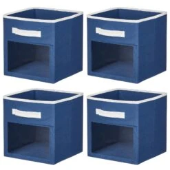 Fabric Storage Cubes With Window 10.5 X 10.5 X 11 4 Fabric Storage Cubes With Window 10.5 X 10.5 X 11 -mDesign 1600 Square JPG 06453MDB.MAIN 3