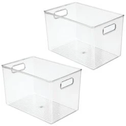 Clear Plastic Bin With Handles 12 X 8 X 8 4 Clear Plastic Bin With Handles 12 X 8 X 8 -mDesign 1600 Square JPG 06723MDHS new