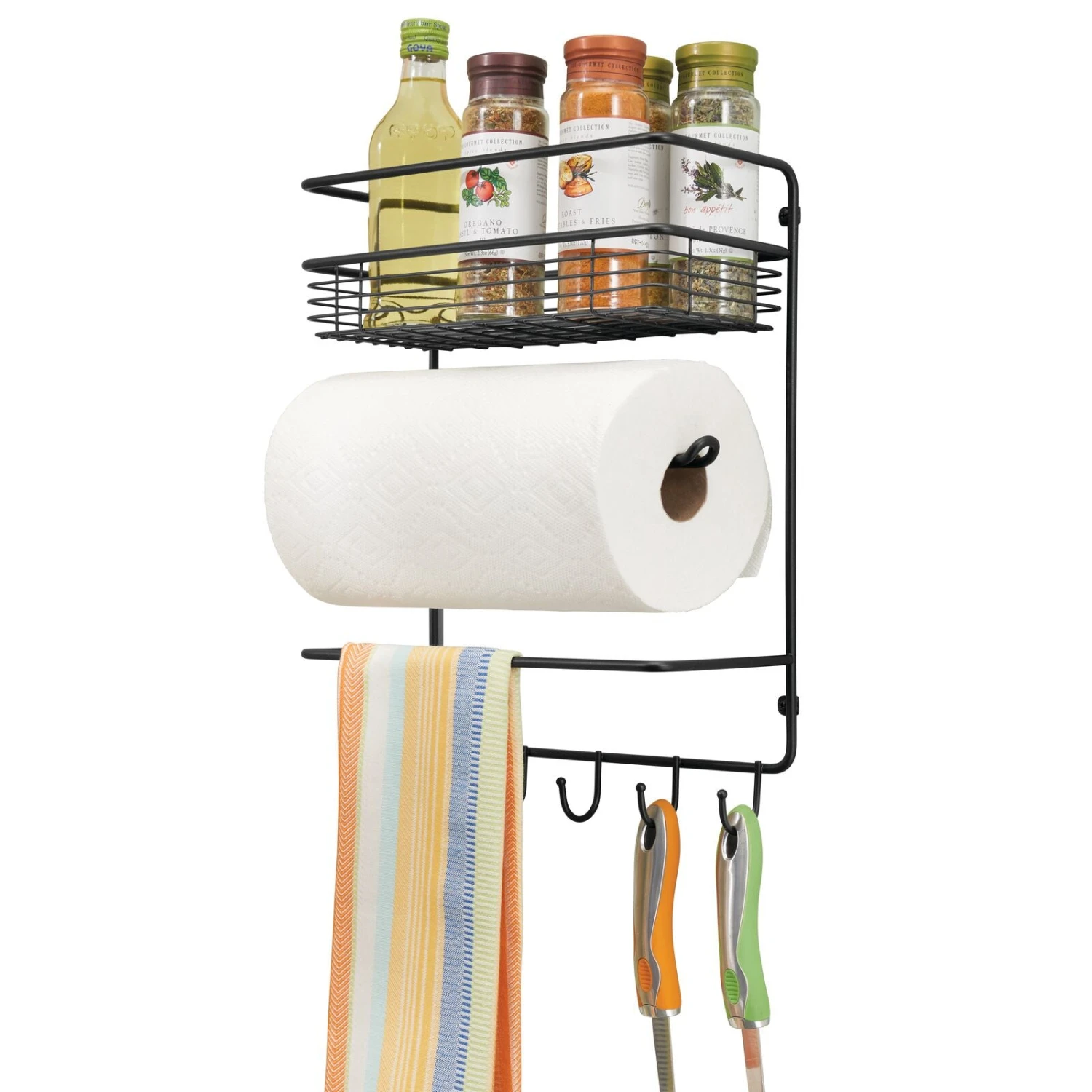 Kitchen Organizer Rack with Paper Towel Holder Kitchen Organizer Rack With Paper Towel Holder -mDesign 1600 Square JPG 07037MDK.MAIN
