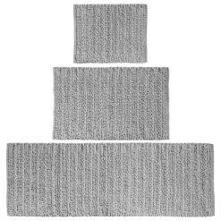 Gray Cotton Braided Bath Mat Set