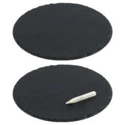 12" Natural Slate Round Serving Board With Chalk 3 12" Natural Slate Round Serving Board With Chalk -mDesign 1600 Square JPG 13162MDK Outline 1