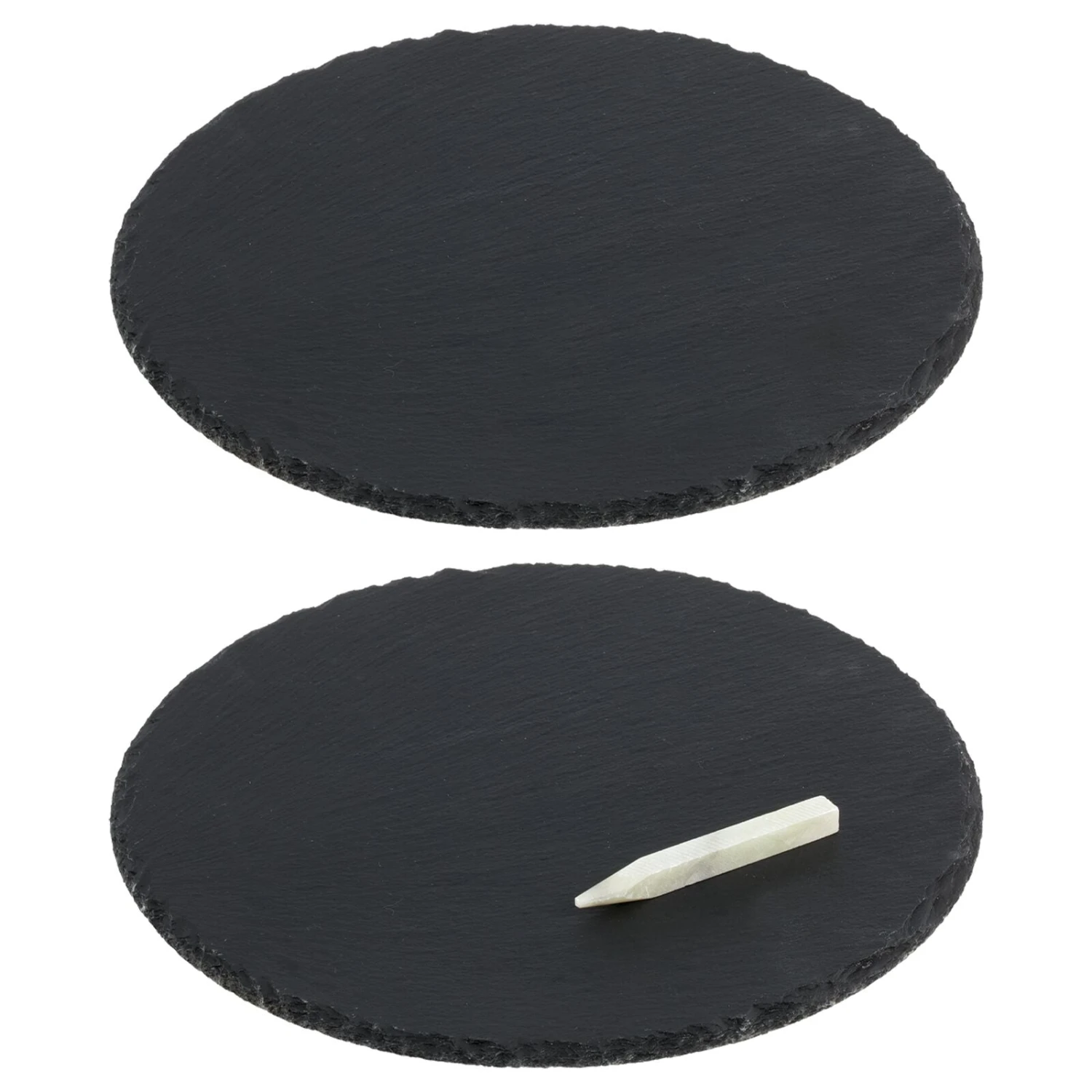 12" Natural Slate Round Serving Board with Chalk 12" Natural Slate Round Serving Board With Chalk -mDesign 1600 Square JPG 13162MDK Outline 1