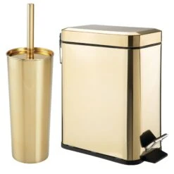 2-Piece Stainless Steel Step Trash Can And Toilet Brush 4 2-Piece Stainless Steel Step Trash Can And Toilet Brush -mDesign 1600 Square JPG 16451MDBST.MAIN