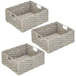 Braided Hyacinth Basket With Handles 13 X 12 X 6