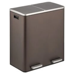 60-Liter Dual Compartment Bronze Step Trash Can