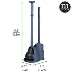 Toilet Brush, Plunger, + Trash Can Set 2 Toilet Brush, Plunger, + Trash Can Set -mDesign 1600 Square JPG 18177MDBST DIMS