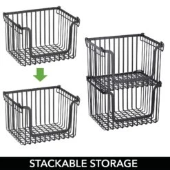 Stackable Wire Pantry Baskets 10 X 12 X 8 3 Stackable Wire Pantry Baskets 10 X 12 X 8 -mDesign 1600 Square JPG 18608MDK.PT03