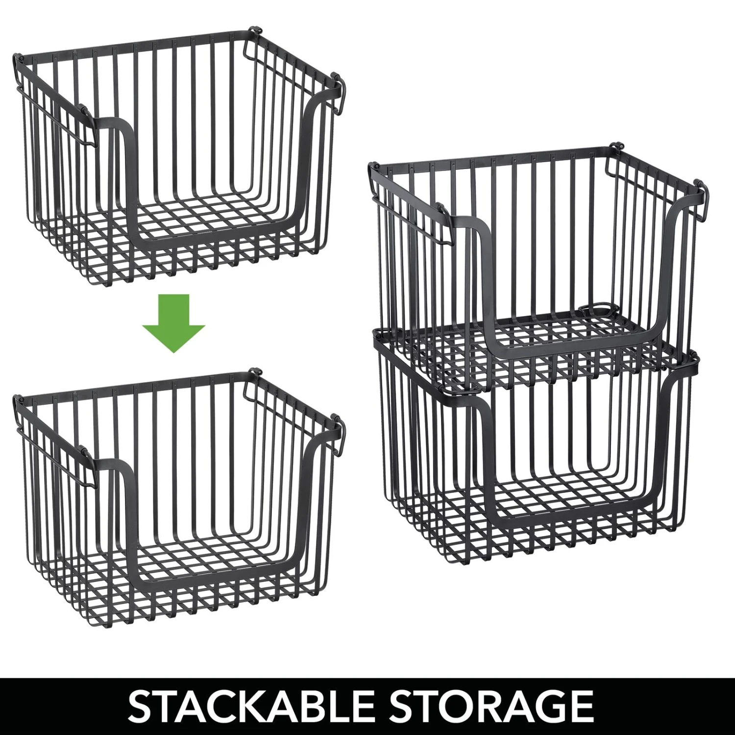 Stackable Wire Pantry Baskets 10 x 12 x 8 Stackable Wire Pantry Baskets 10 X 12 X 8 -mDesign 1600 Square JPG 18608MDK.PT03