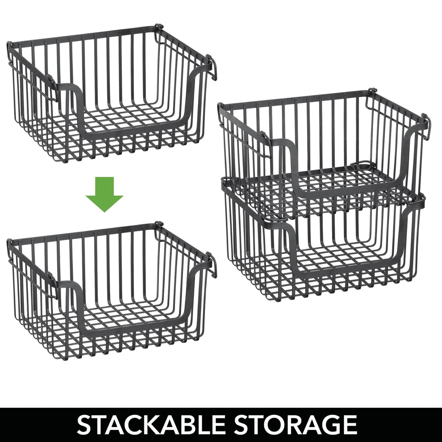 Stackable Wire Pantry Baskets 10 x 12 x 6 Stackable Wire Pantry Baskets 10 X 12 X 6 -mDesign 1600 Square JPG 18611MDK.PT03
