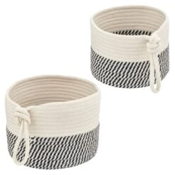 Woven Cotton Rope Nesting Basket Set With Tie Handles
