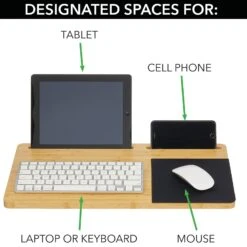 Bamboo Lap Desk With Mouse Pad 4 Bamboo Lap Desk With Mouse Pad -mDesign 1600 Square JPG 19567MDHS detail5